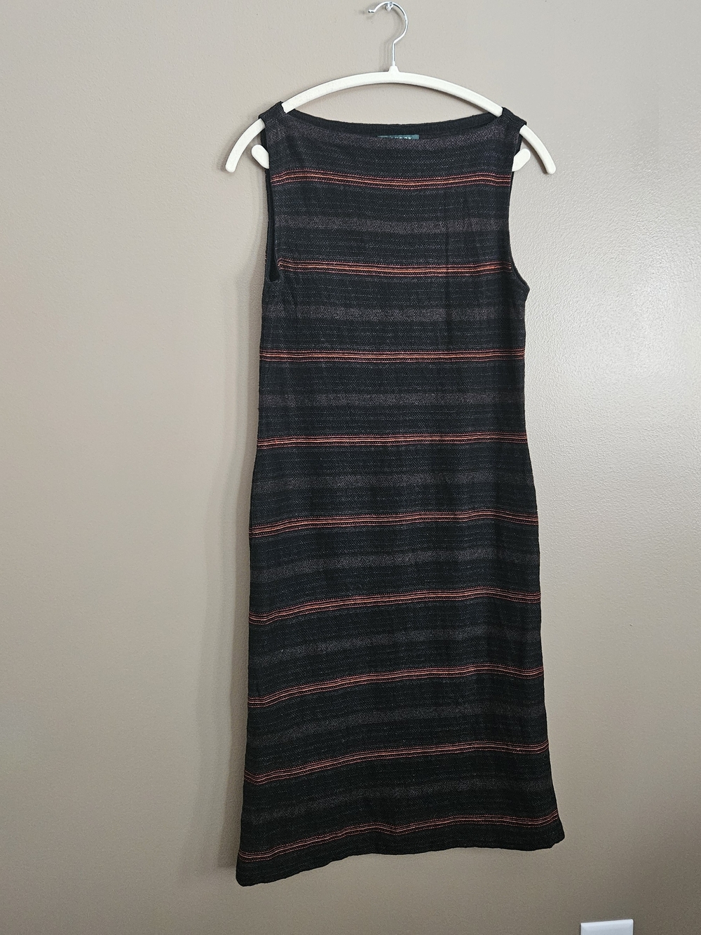 Vintage Ralph Lauren 100% Knit LINEN Midi Dress  Sleeveless Fall Long Womens LG
